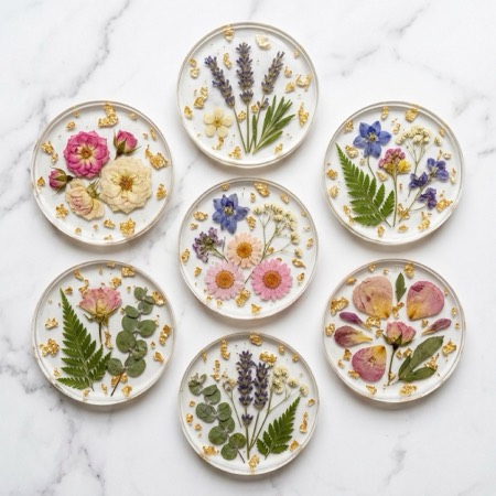 24K Gold Leaf Resin Coasters